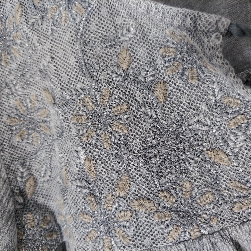 Nicole Miller Tunic M Artelier Crinkle Embroidery Festival Boho mineral Gypsy - Picture 6 of 16